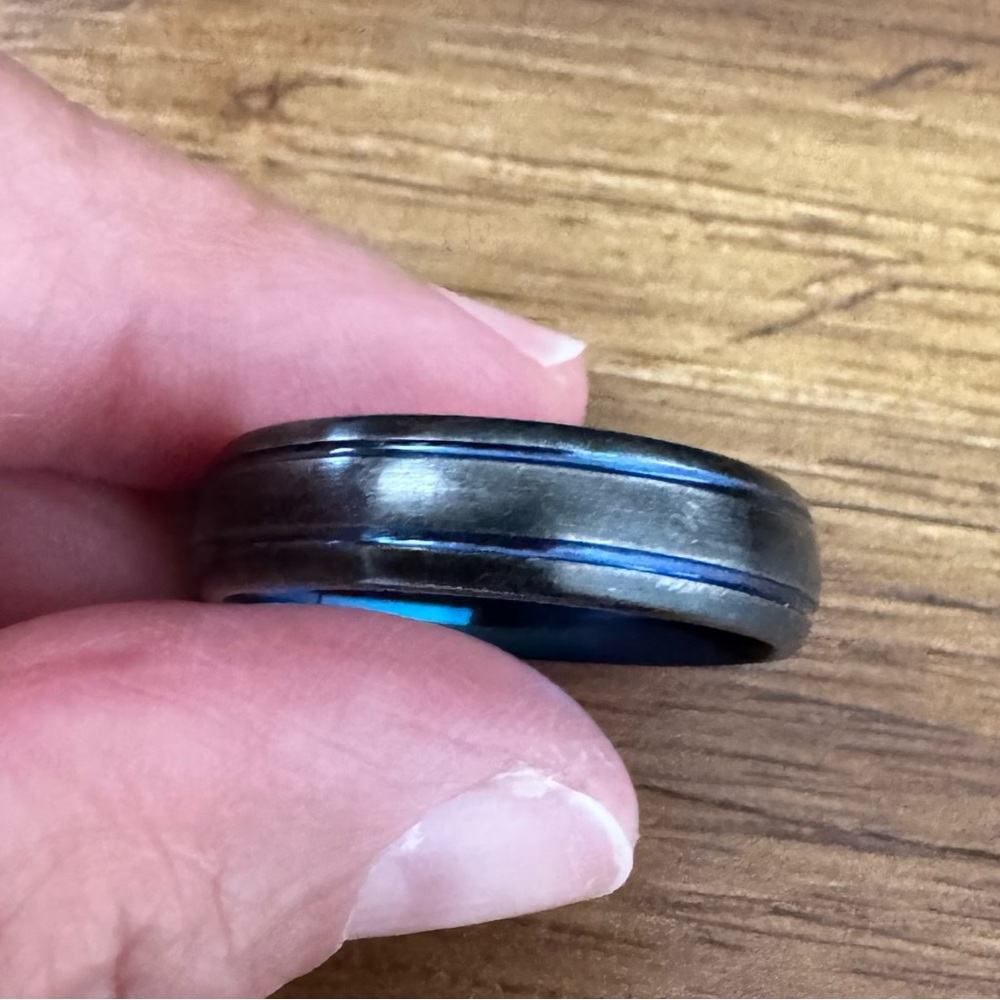 Tungsten Carbide Men’s Wedding Ring Dual Inlay Comfort Fit